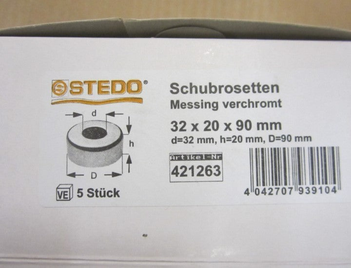STEDO Schubrosetten 32x20x90mm Messing Verchromt 5Stück1