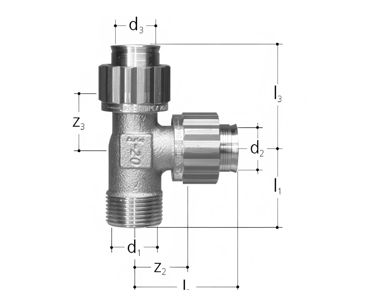 JRG Sanipex T-Stück mit Aussengewinde 1/2 x 16x16 mm , Nr. 5465.9701