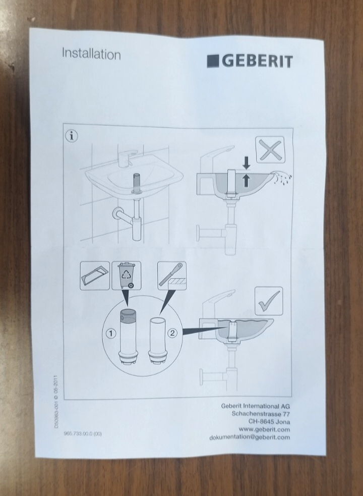 Geberit 240.648.00.1 Standrohr für Waschbecken Neu1