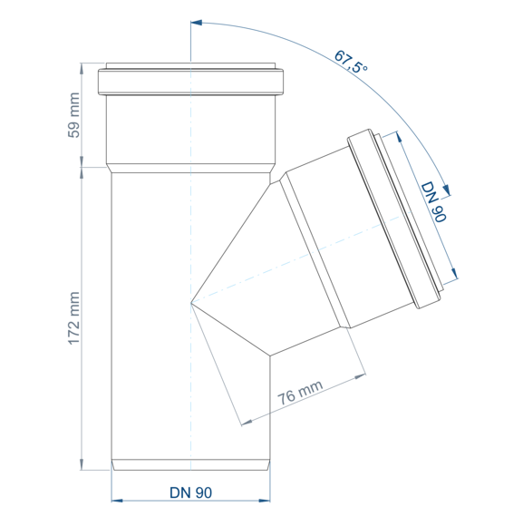 POLO-KAL NG Abzweig DN 90/90/67,5 Poloplast Neu1