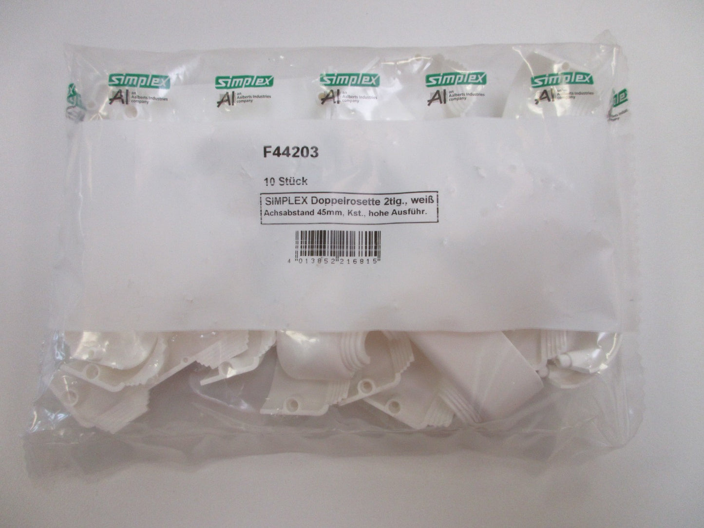 SIMPLEX Doppelrosette Achsabstand 45mm, weiß F44203 10er Pack1