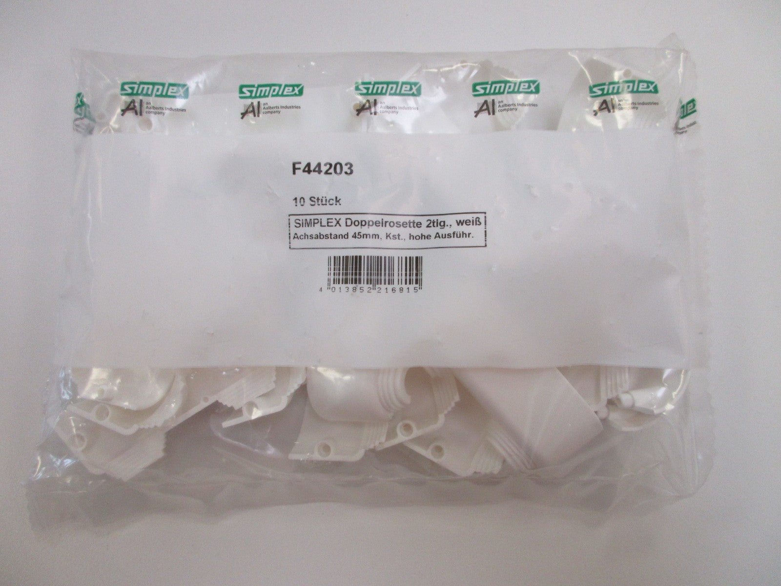 SIMPLEX Doppelrosette Achsabstand 45mm, weiß F44203 10er Pack1