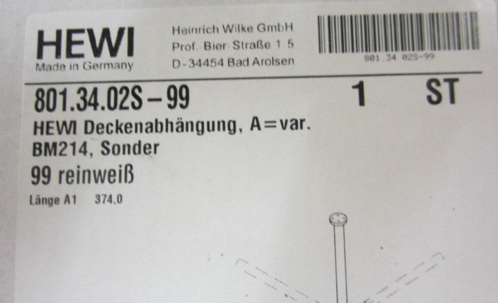 Hewi Deckenabhängung Serie 801 Reinweiss Sonderlänge 330 mm1