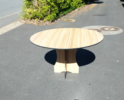 Garten Terrassen Balkon Ess-Tisch aus HPL Wetterfest  1300 mm Rund Holzdekor6
