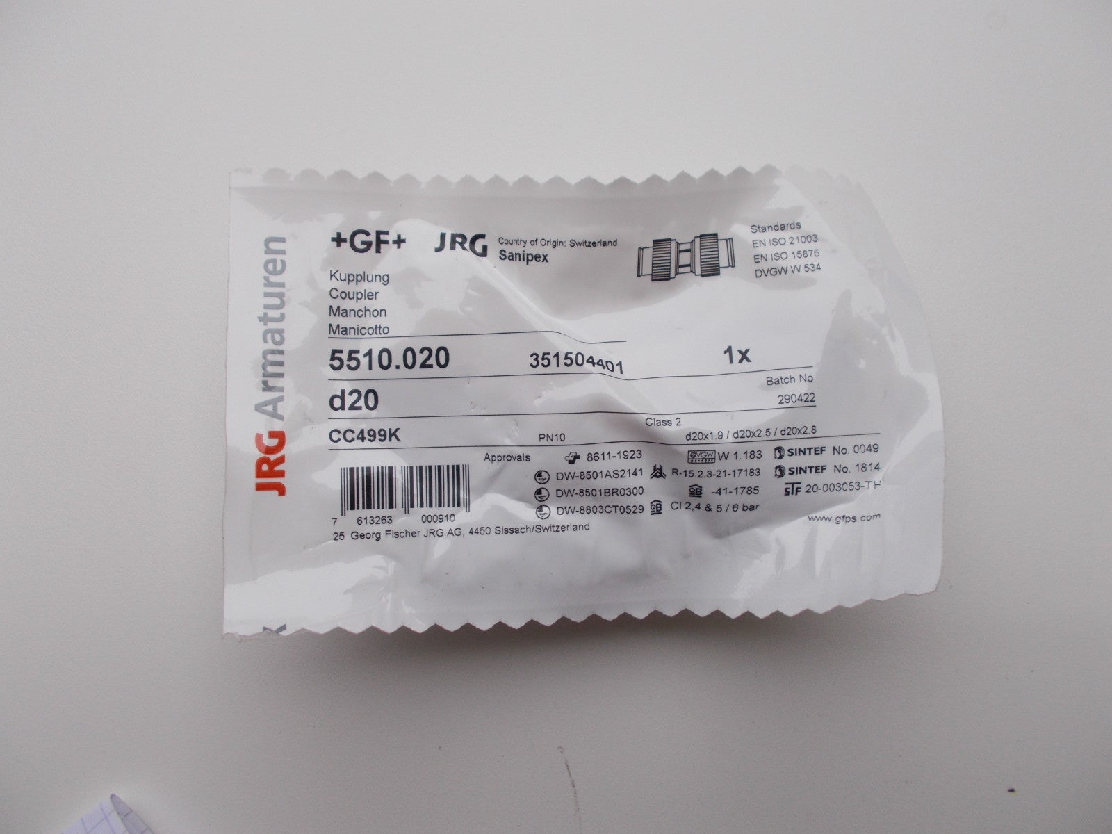 JRG Sanipex 5510.020 d20 Kupplung 20 mm0