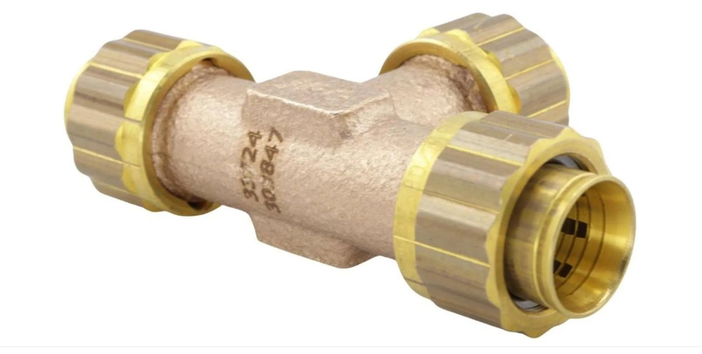 JRG Sanipex T-Stück aus Rotguss, mit Bördel-Verschraubungen 20x16x16 mm,5470.8801