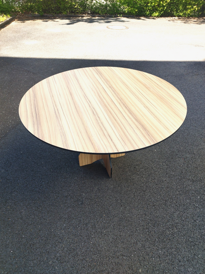 Garten Terrassen Balkon Ess-Tisch aus HPL Wetterfest  1300 mm Rund Holzdekor11