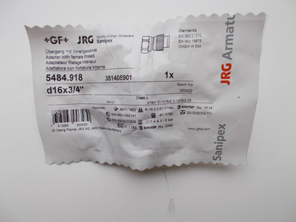 JRG Sanipex Übergang, Innengewinde (R 3/4) x 16 mm 5484.9180