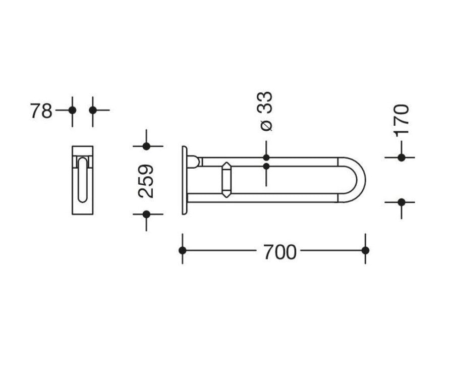 HEWI 801.50.110 99 Stützklappgriff Weiß drehbar/klappbar 700 mm3