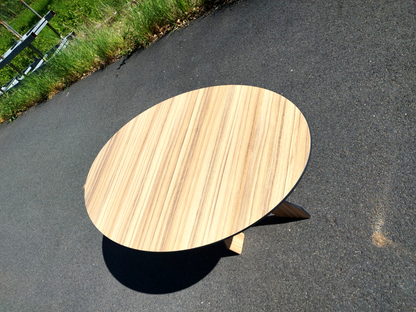 Garten Terrassen Balkon Ess-Tisch  HPL Wetterfest Oval 1300 m x 800 mm Holzdekor3