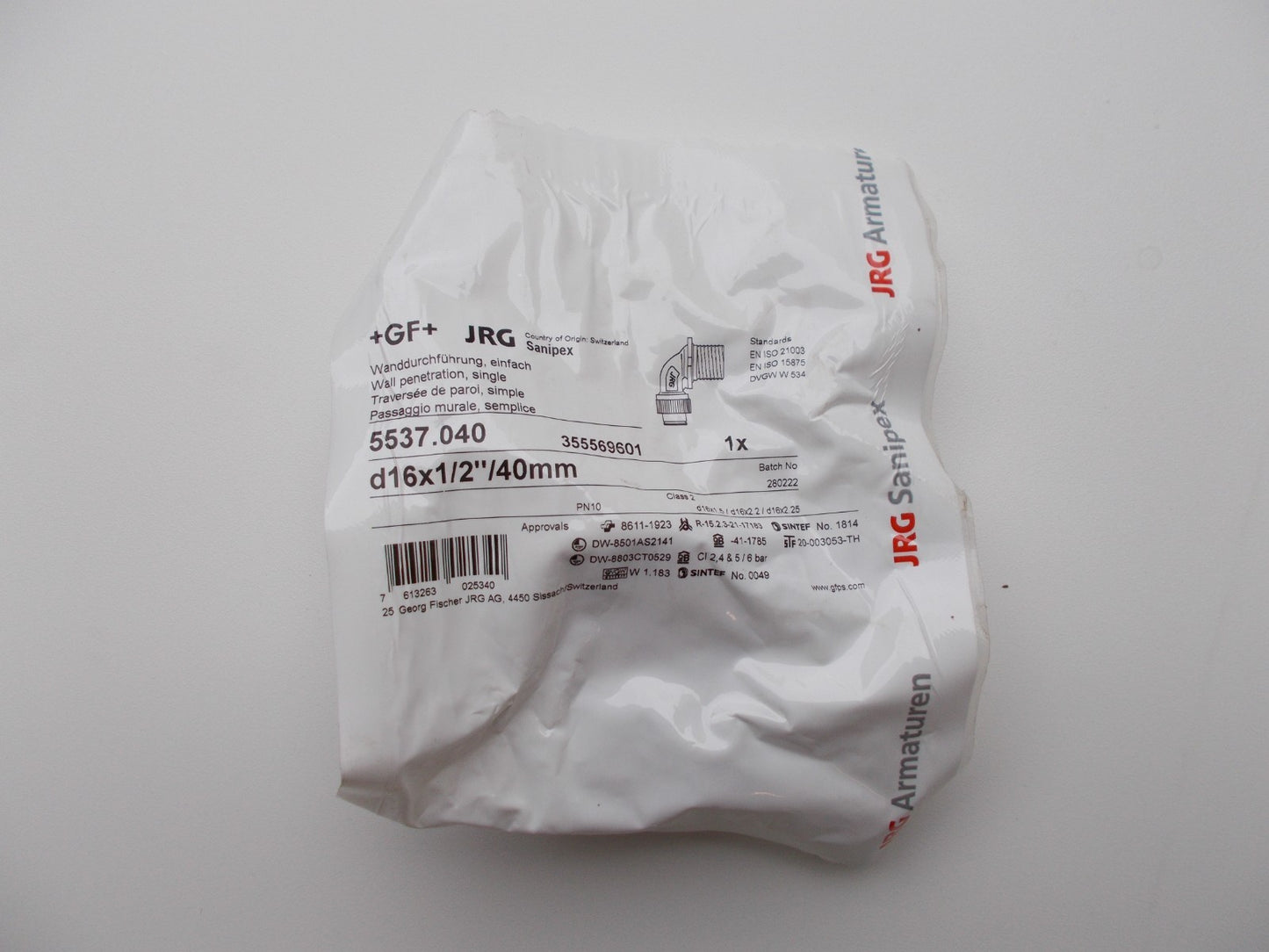 JRG Sanipex Wanddurchführung 5537.040 1/2" x 16 x 40 mm0