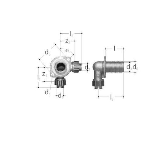 JRG Sanipex 5538.025 Wanddurchführung 90° doppelt1