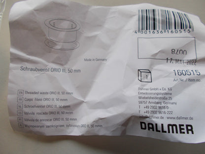 DALLMER 160515 Schraubventil ORIO III  50 mm Neu0
