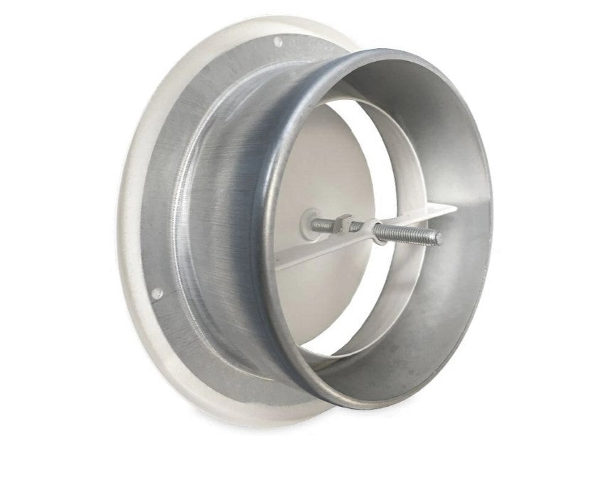 Tellerventil Metall Abluft Ø 125 mm - mit Einbauring weiß2