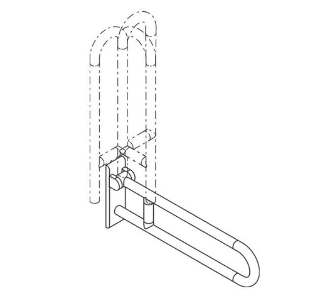 HEWI 801.50.100-99 Stützklappgriff Weiß drehbar/klappbar 600 mm