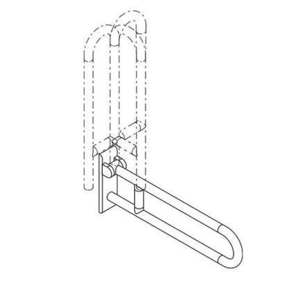 HEWI 801.50.100-99 Stützklappgriff Weiß drehbar/klappbar 600 mm