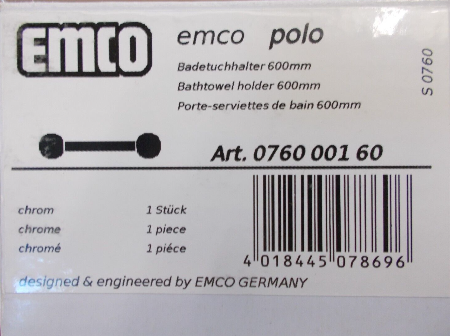 EMCO Polo Badehandtuchhalter 600 mm Chrom 0760110600