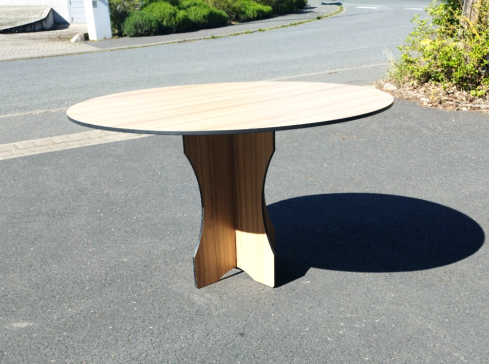 Garten Terrassen Balkon Ess-Tisch aus HPL Wetterfest  1300 mm Rund Holzdekor8