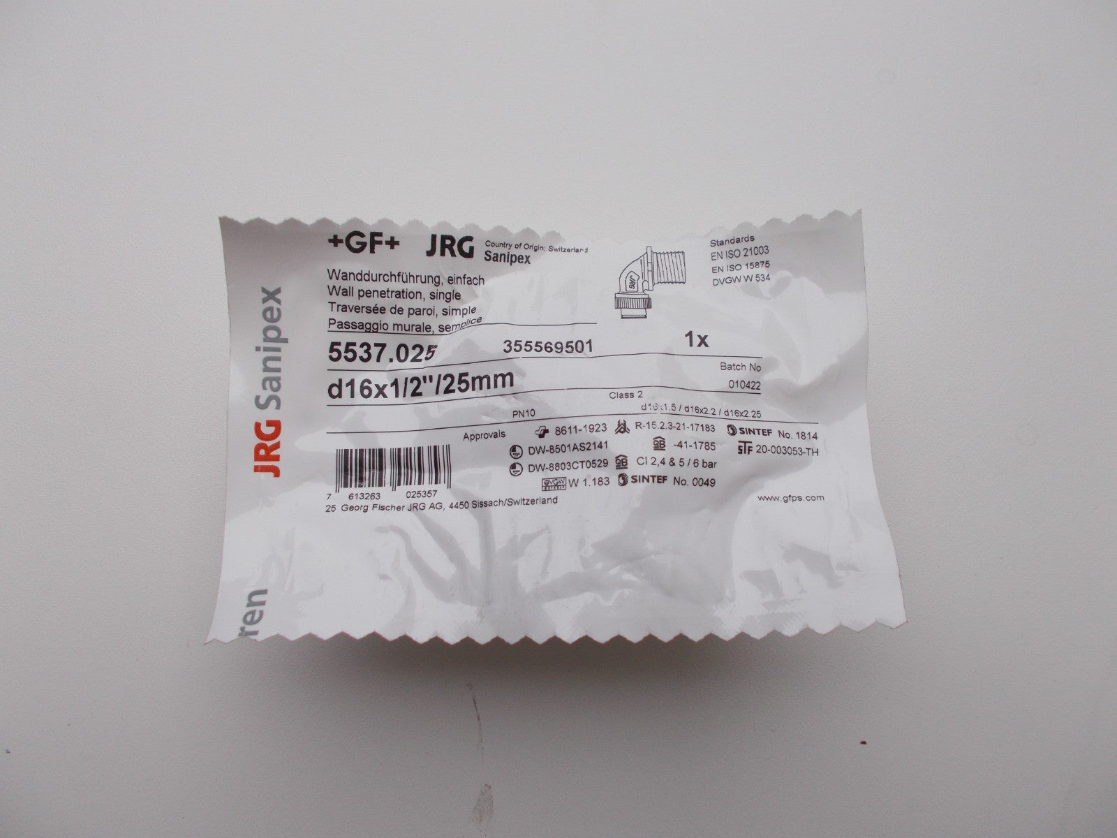 JRG Sanipex Wanddurchführung 5537.0250