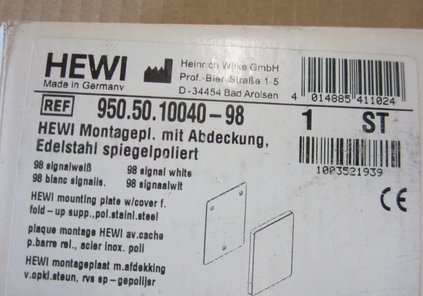 HEWI Montageplatte 950.50.10040 Edelstahl Hochglanz poliert1