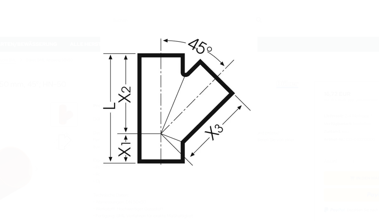 Rotguss Abzweig 75/80 50-45 Grad neu3