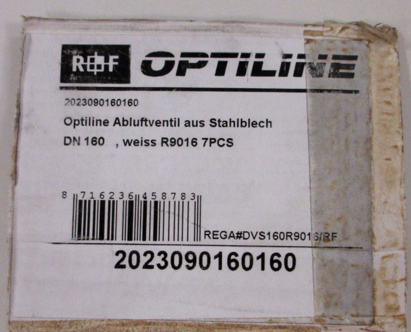 R+F Optiline Abluftventil aus verzinktem Stahlblech 160 mm - mit Einbauring weiß4