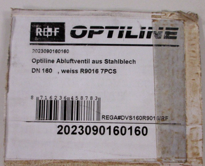 R+F Optiline Abluftventil aus verzinktem Stahlblech 160 mm - mit Einbauring weiß4