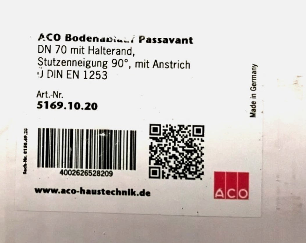 Teilen ACO Ablaufkörper Passavant, DN 70 – Stutzenneigung 90°5
