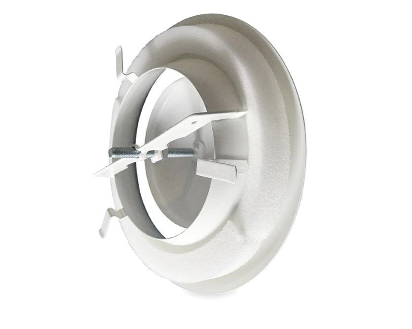 Tellerventil Metall Abluft Ø 125 mm - mit Einbauring weiß1