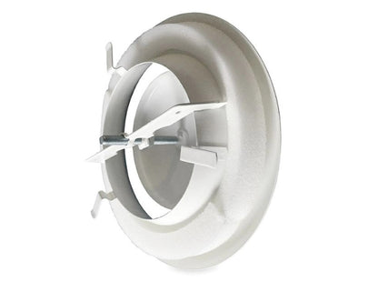 Tellerventil Metall Abluft Ø 125 mm - mit Einbauring weiß1