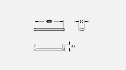 Normbau Cavere Care Chrome Haltegriff, 400 mm, Einpunktbefestigung5