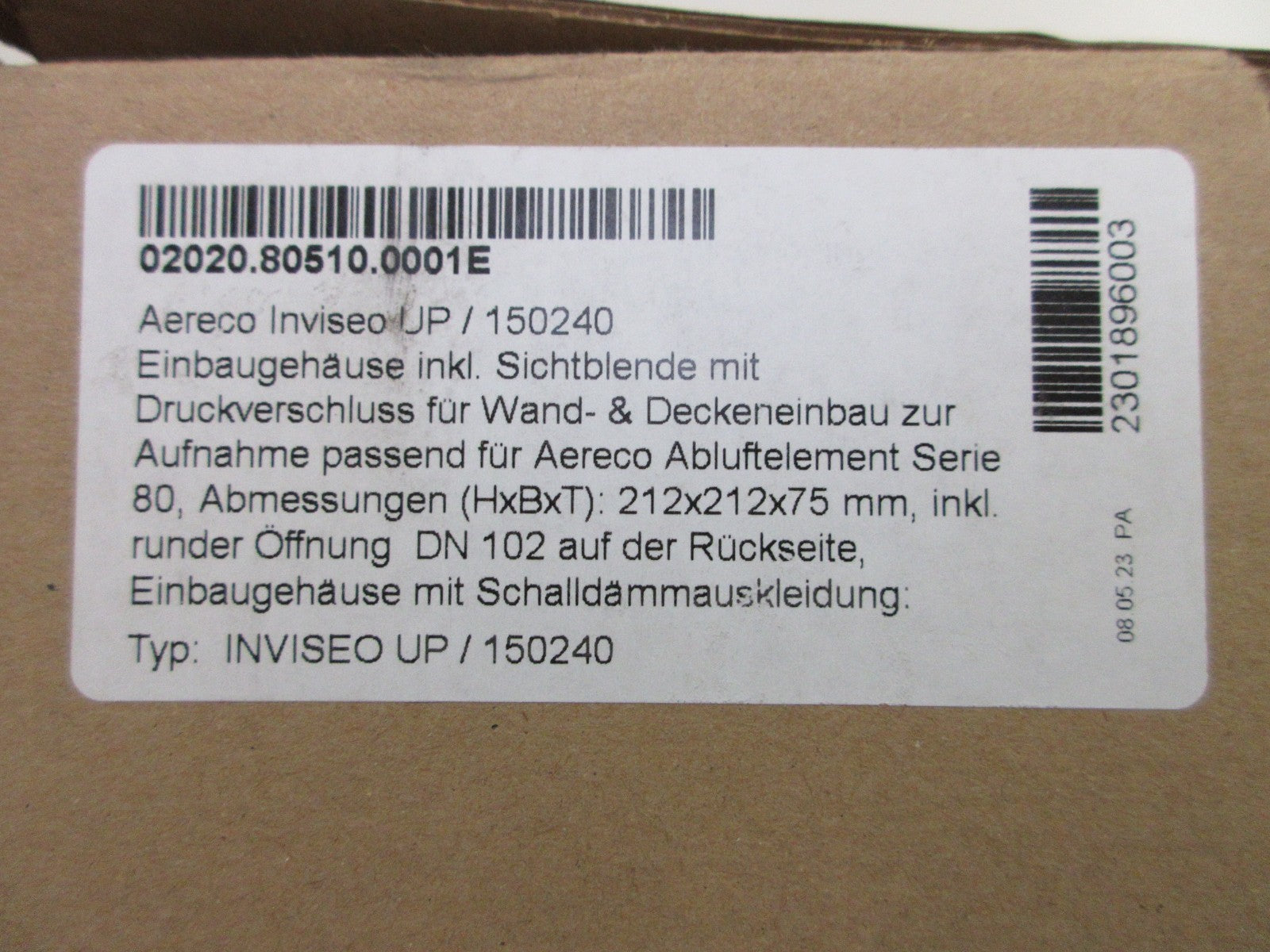 Unterputzgehäuse für Serie 80 Inviseo UP von Aereco - 1502403