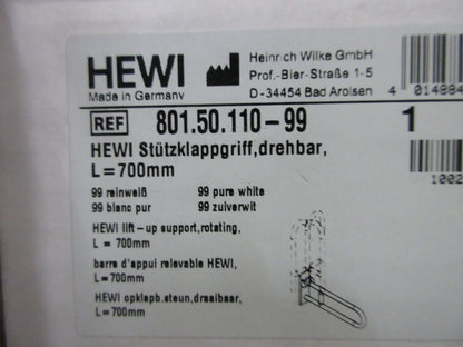 HEWI 801.50.110 99 Stützklappgriff Weiß drehbar/klappbar 700 mm2