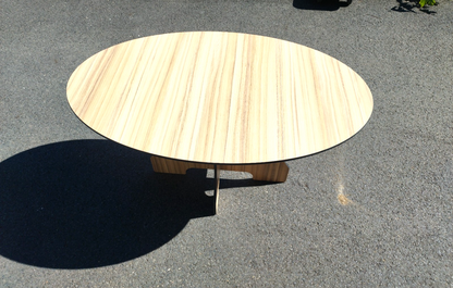 Garten Terrassen Balkon Ess-Tisch  HPL Wetterfest Oval 1300 m x 800 mm Holzdekor