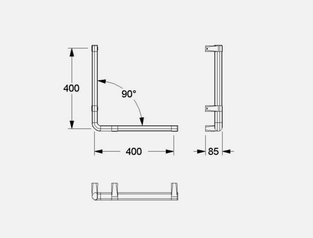 Normbau Winkelgriff Cavere 400 x 400 mm anthrazit-metallic (grau)5