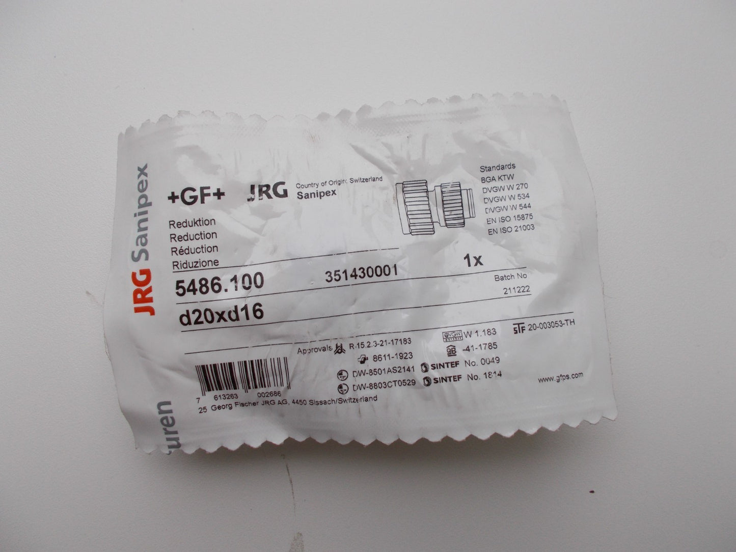 JRG Sanipex Übergang 20 x 16 mm 5486.1000
