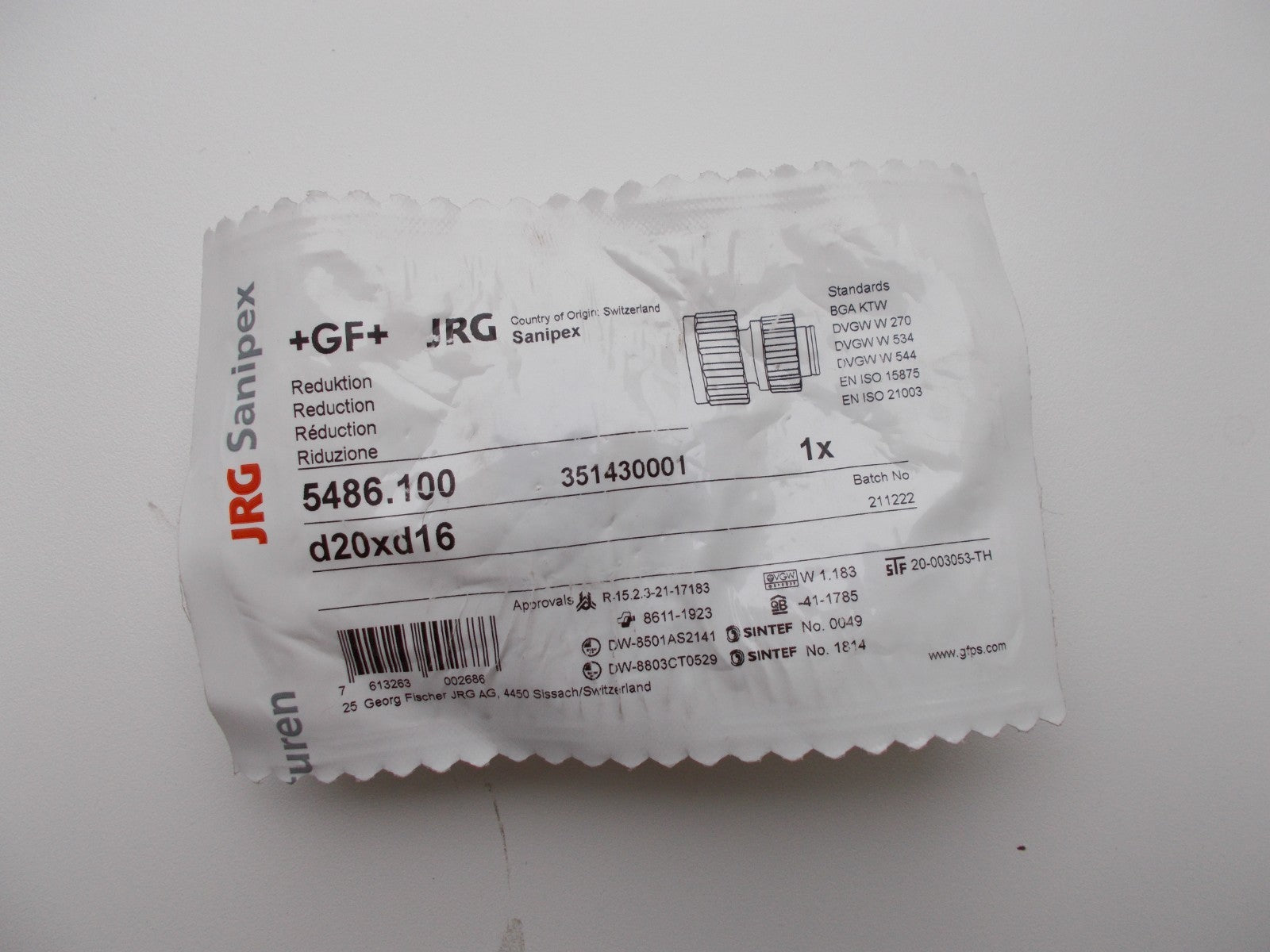 JRG Sanipex Übergang 20 x 16 mm 5486.1000