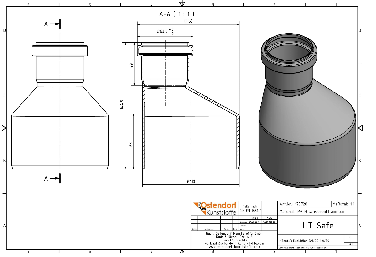 HT-Safe-Übergangsrohr DN 110 x 50 Ostendorf1