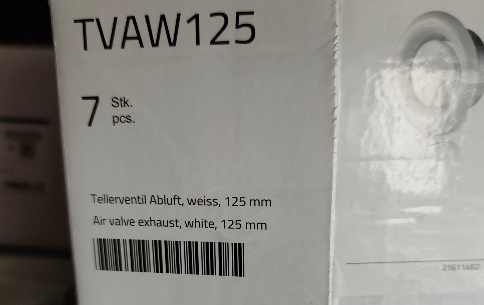 Tellerventil Metall Abluft Ø 125 mm - mit Einbauring weiß7