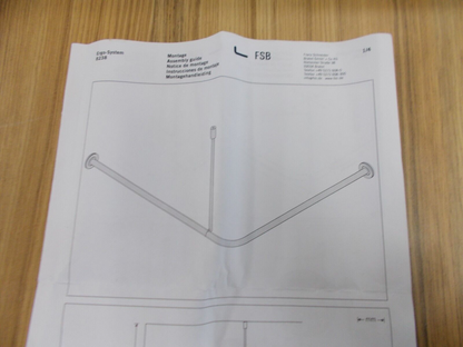 FSB Duschvorhangstange Edelstahl matt 850x800 mm mit Deckenabhängung (kürzbar)1