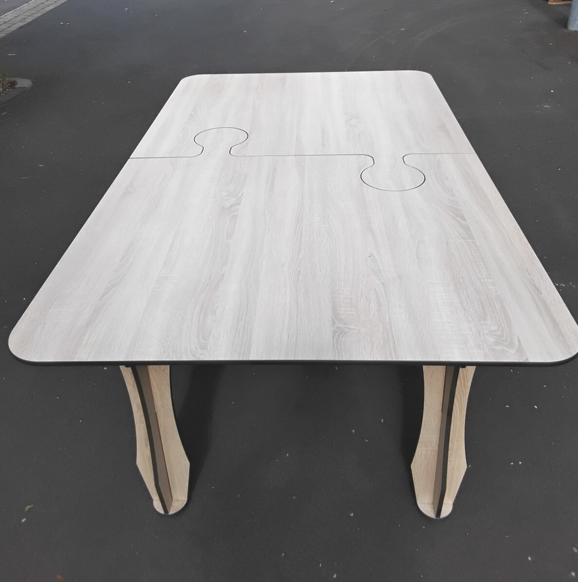 Garten Terrassen Balkon Ess-Tisch aus HPL Wetterfest 1200 x 2000 mm Holzdekor