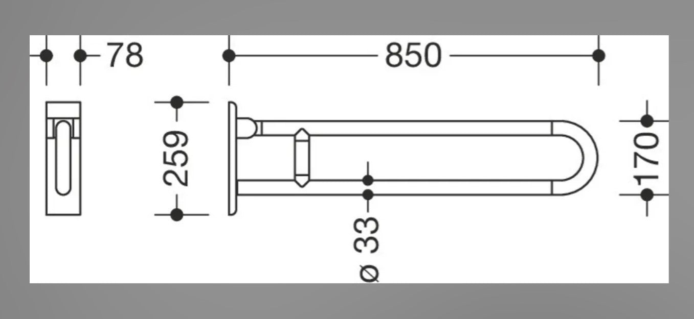 HEWI 801.50.120 99 Stützklappgriff Weiß drehbar/klappbar 850 mm3