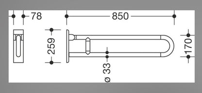 HEWI 801.50.120 99 Stützklappgriff Weiß drehbar/klappbar 850 mm3