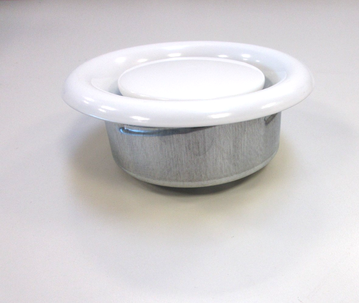 R+F Optiline Abluftventil aus verzinktem Stahlblech 160 mm - mit Einbauring weiß3