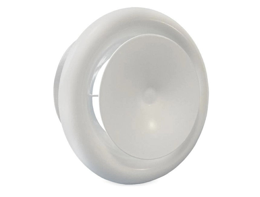 Tellerventil Metall Abluft Ø 125 mm - mit Einbauring weiß0