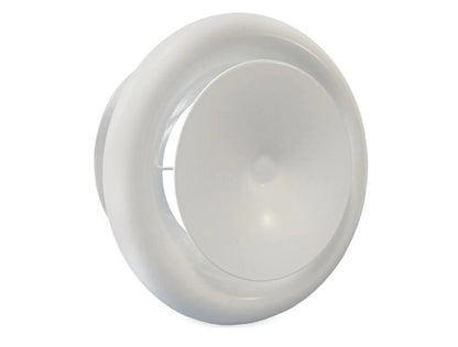 Tellerventil Metall Abluft Ø 125 mm - mit Einbauring weiß0