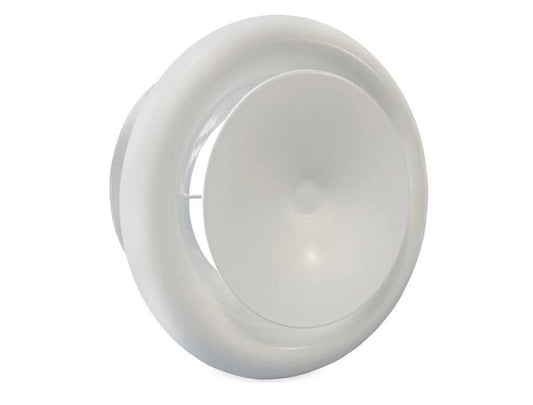 Tellerventil Metall Abluft Ø 125 mm - mit Einbauring weiß0