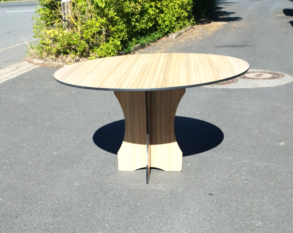 Garten Terrassen Balkon Ess-Tisch aus HPL Wetterfest  1300 mm Rund Holzdekor7