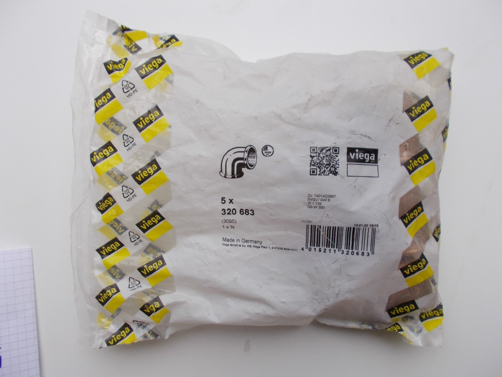 Viega 90° Bogen  320 683 1 x 3/4"  im 5er Pack Neu OVP0