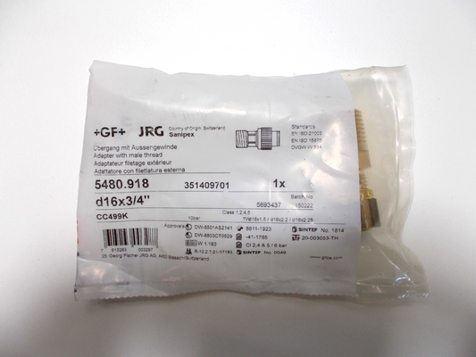 JRG Sanipex Übergang 5480.918  d16x3/4" Neu Original verpackt Georg Fischer JRG0